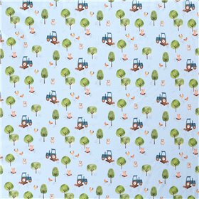 JERSEY BAWEŁNIANY CYFRA TRAKTOR BABY BLUE