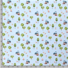 JERSEY BAWEŁNIANY CYFRA TRAKTOR BABY BLUE