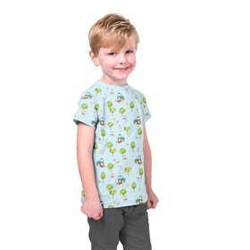JERSEY BAWEŁNIANY CYFRA TRAKTOR BABY BLUE