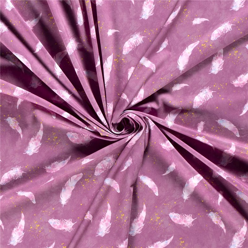 JERSEY BAWEŁNIANY CYFRA PIÓRA OLD PINK