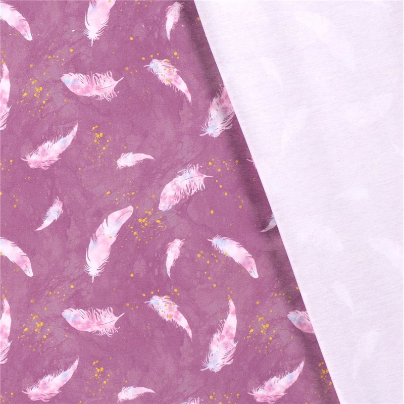 JERSEY BAWEŁNIANY CYFRA PIÓRA OLD PINK