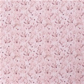 JERSEY BAWEŁNIANY CYFRA LIŚCIE LIGHT PINK