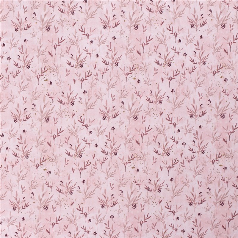 JERSEY BAWEŁNIANY CYFRA LIŚCIE LIGHT PINK