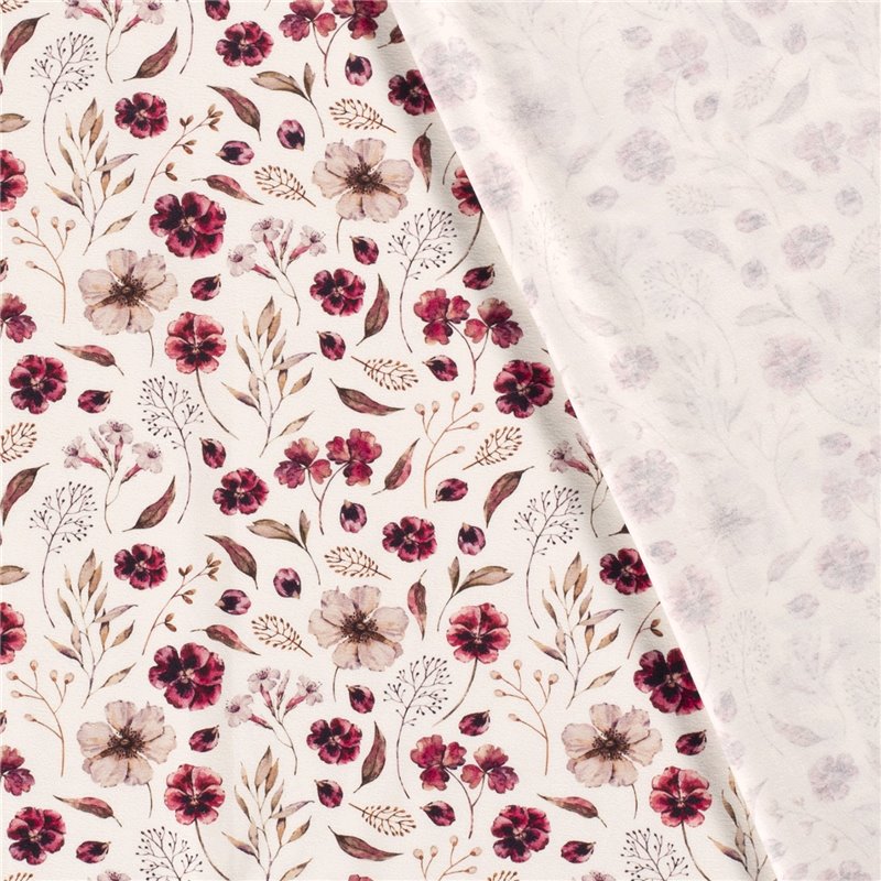JERSEY BAWEŁNIANY CYFRA LIŚCIE OFF WHITE