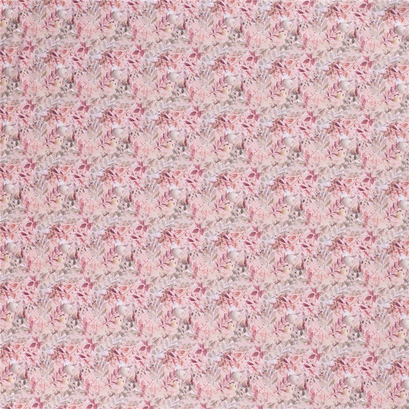 JERSEY BAWEŁNIANY CYFRA LIŚCIE PINK
