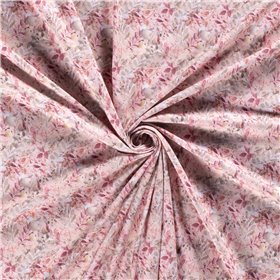 JERSEY BAWEŁNIANY CYFRA LIŚCIE PINK