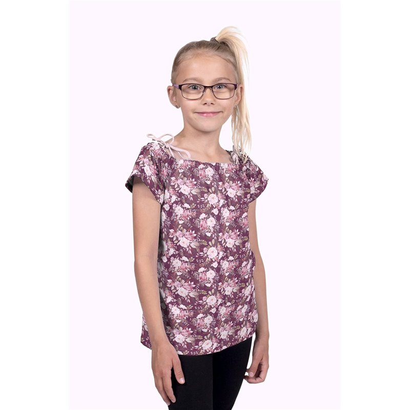 JERSEY BAWEŁNIANY CYFRA KWIATY WINE RED