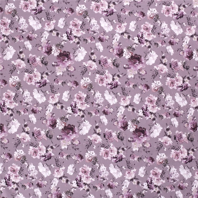 JERSEY BAWEŁNIANY CYFRA KWIATY OLD PINK
