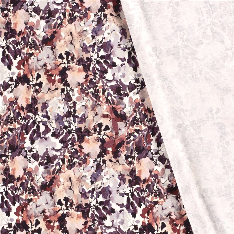 JERSEY BAWEŁNIANY CYFRA KWIATY OFF WHITE