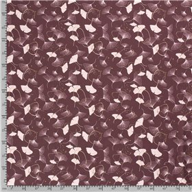 JERSEY BAWEŁNIANY CYFRA LIŚCIE BORDEAUX