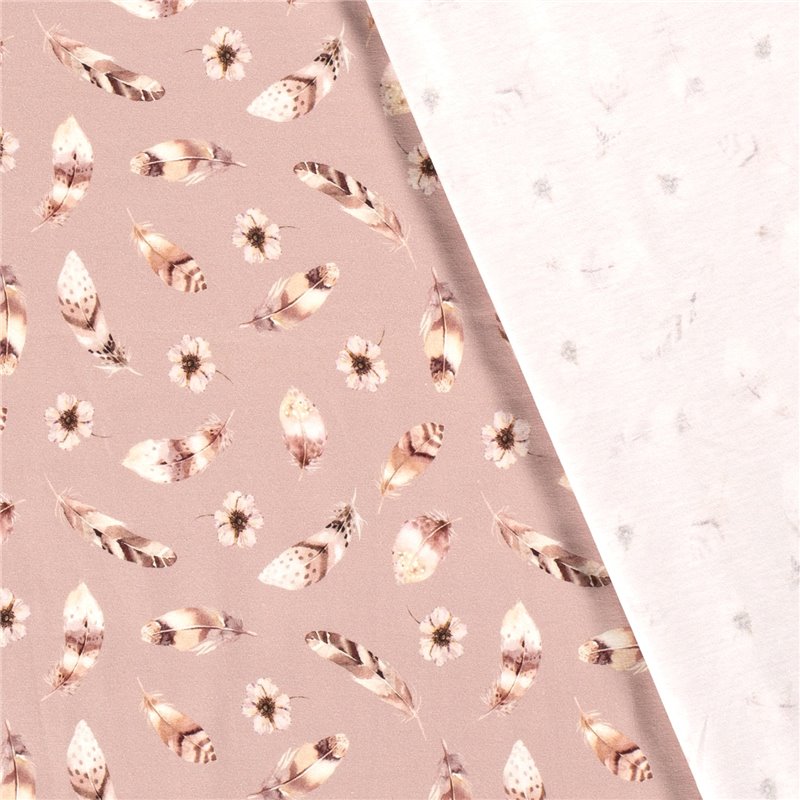 JERSEY BAWEŁNIANY CYFRA PIÓRA PINK