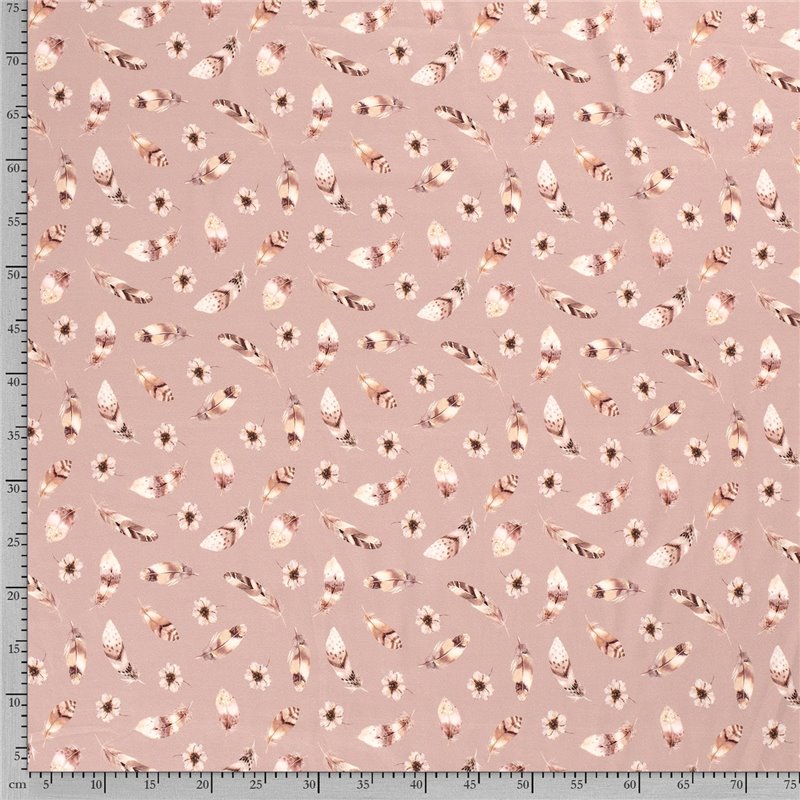JERSEY BAWEŁNIANY CYFRA PIÓRA PINK