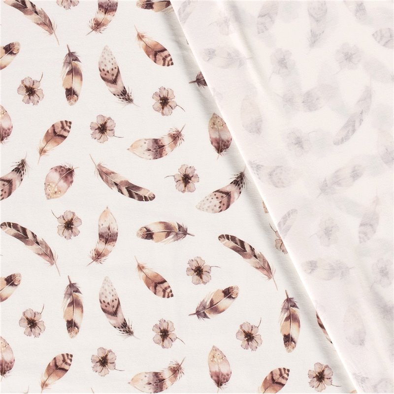 JERSEY BAWEŁNIANY CYFRA PIÓRA OFF WHITE