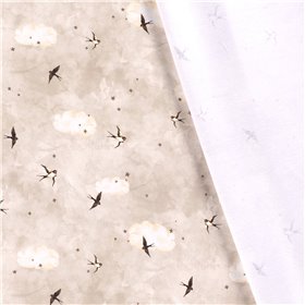 JERSEY BAWEŁNIANY CYFRA PTAKI BEIGE