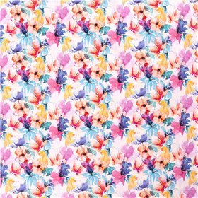 JERSEY BAWEŁNIANY CYFRA KWIATY WHITE