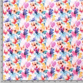 JERSEY BAWEŁNIANY CYFRA KWIATY WHITE