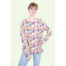 JERSEY BAWEŁNIANY CYFRA KWIATY WHITE