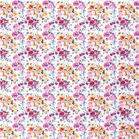 JERSEY BAWEŁNIANY CYFRA KWIATY WHITE