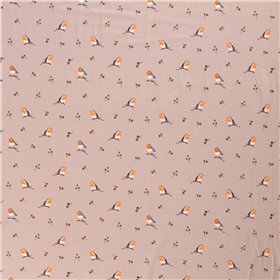 JERSEY BAWEŁNIANY CYFRA PTAKI BEIGE