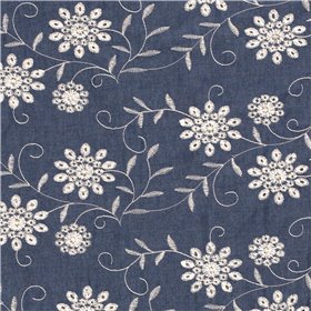 DENIM EMBROIDERY FLOWERS