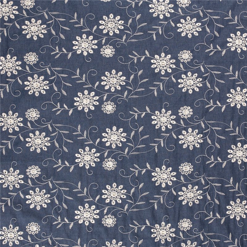 DENIM EMBROIDERY FLOWERS