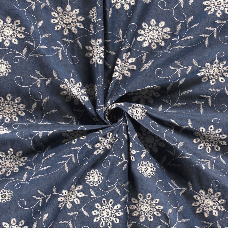 DENIM EMBROIDERY FLOWERS