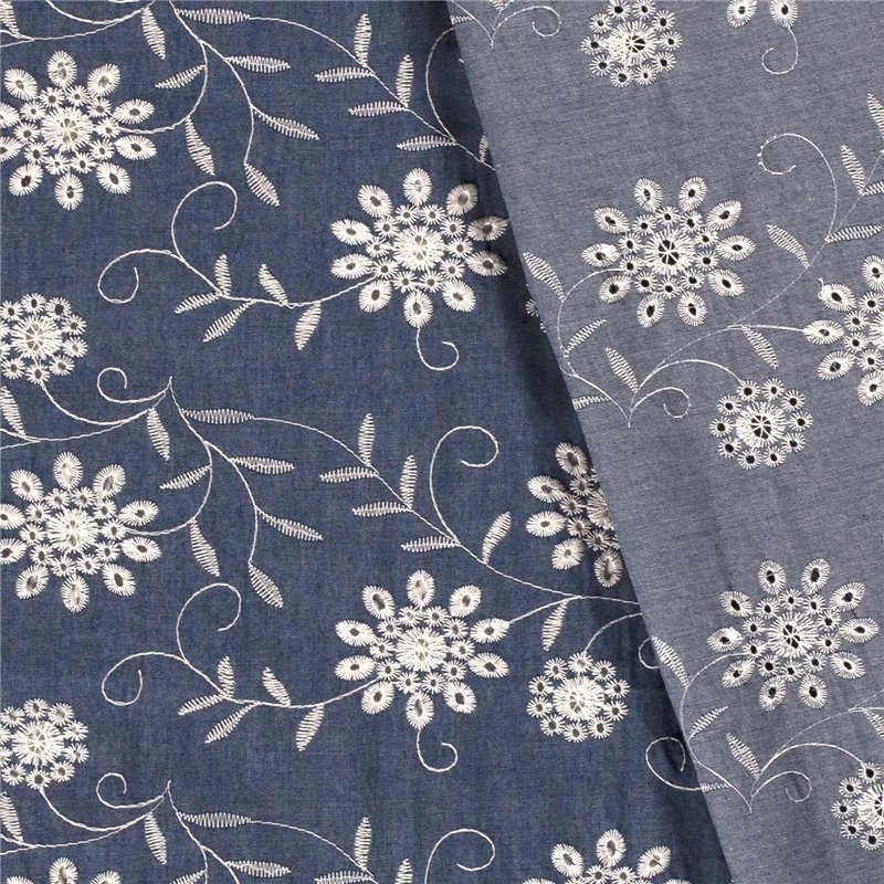 DENIM EMBROIDERY FLOWERS