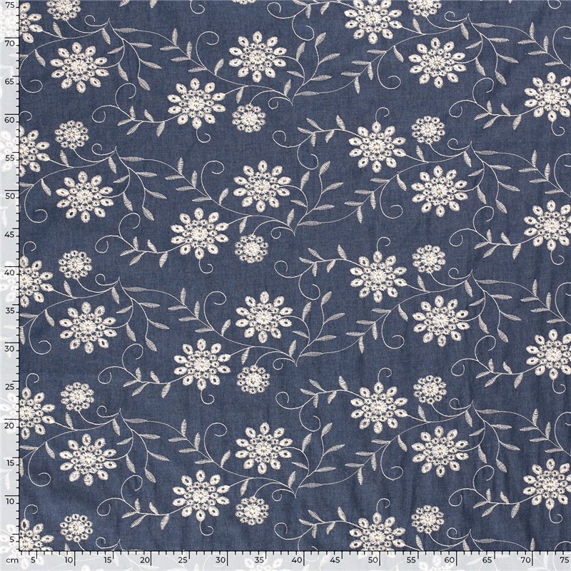 DENIM EMBROIDERY FLOWERS