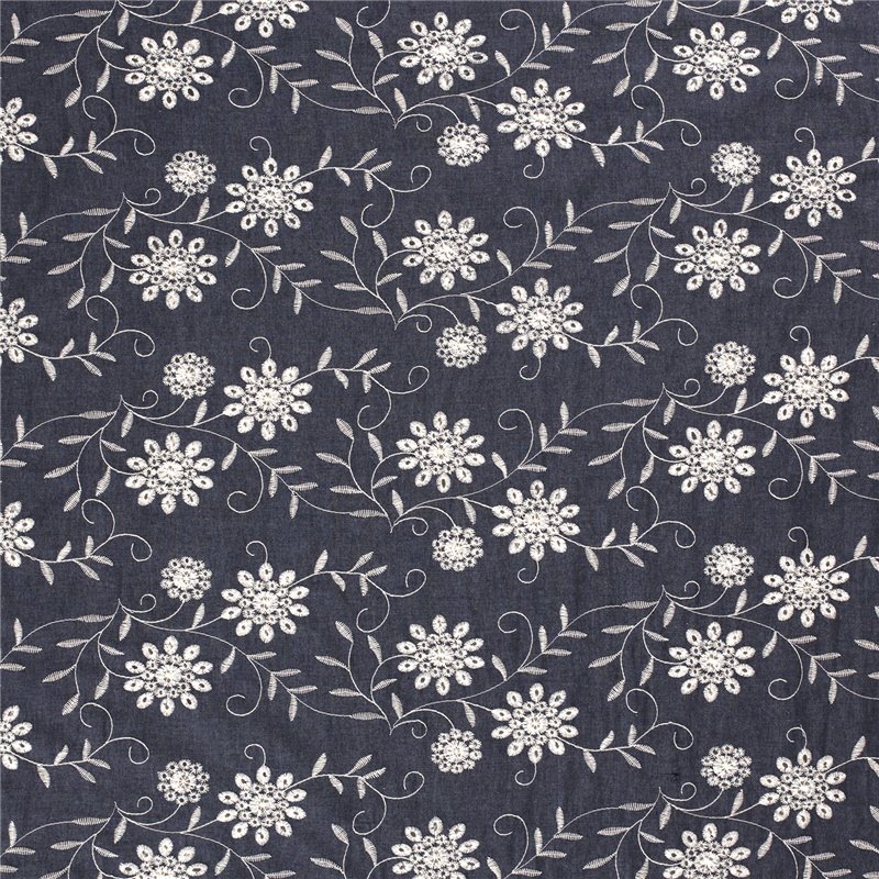 DENIM EMBROIDERY FLOWERS