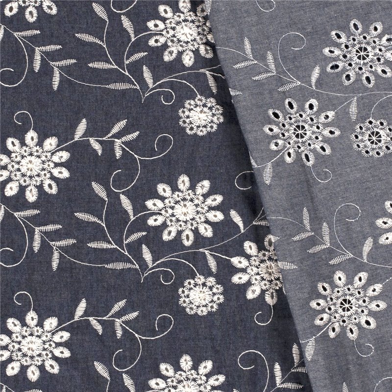 DENIM EMBROIDERY FLOWERS