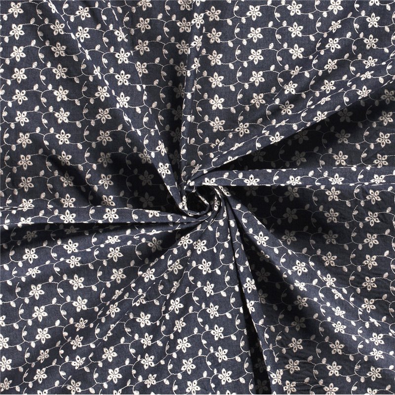 DENIM EMBROIDERY FLOWERS