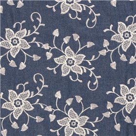 DENIM EMBROIDERY FLOWERS
