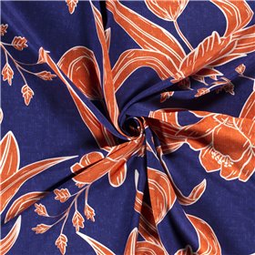 VISCOSE POPLIN PRINT LEAVES