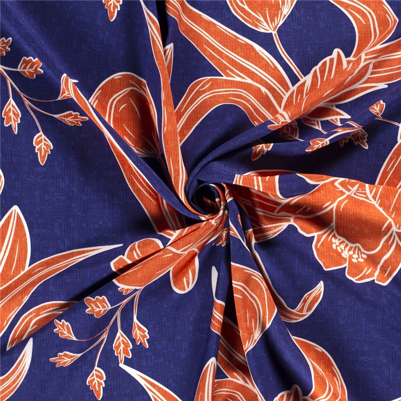 VISCOSE POPLIN PRINT LEAVES