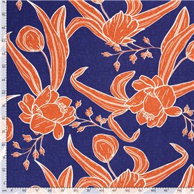 VISCOSE POPLIN PRINT LEAVES