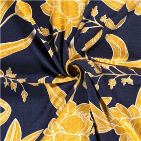 VISCOSE POPLIN PRINT LEAVES