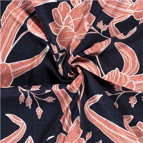 VISCOSE POPLIN PRINT LEAVES