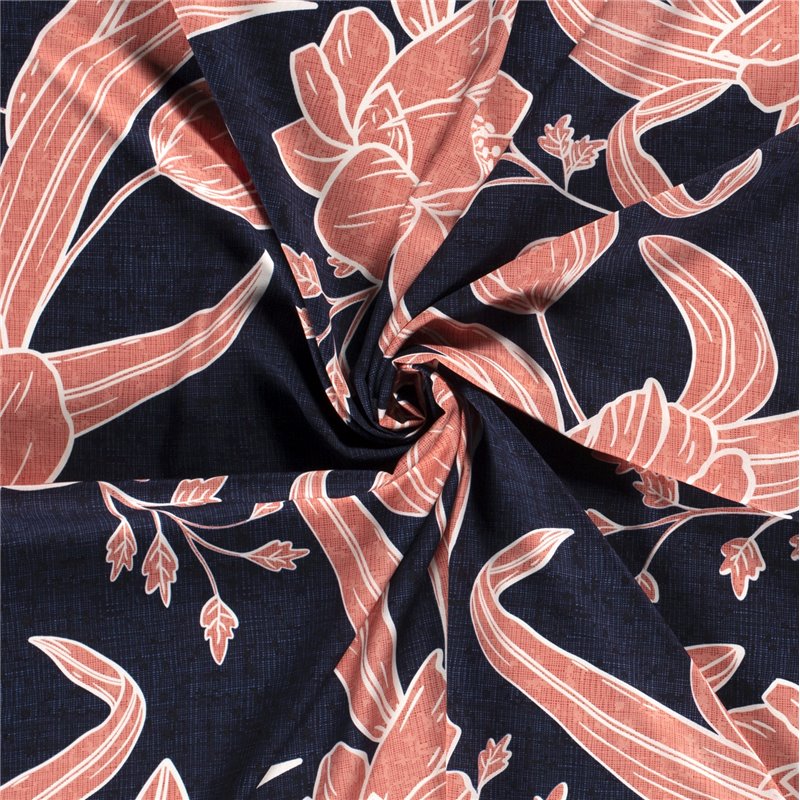 VISCOSE POPLIN PRINT LEAVES