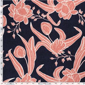 VISCOSE POPLIN PRINT LEAVES