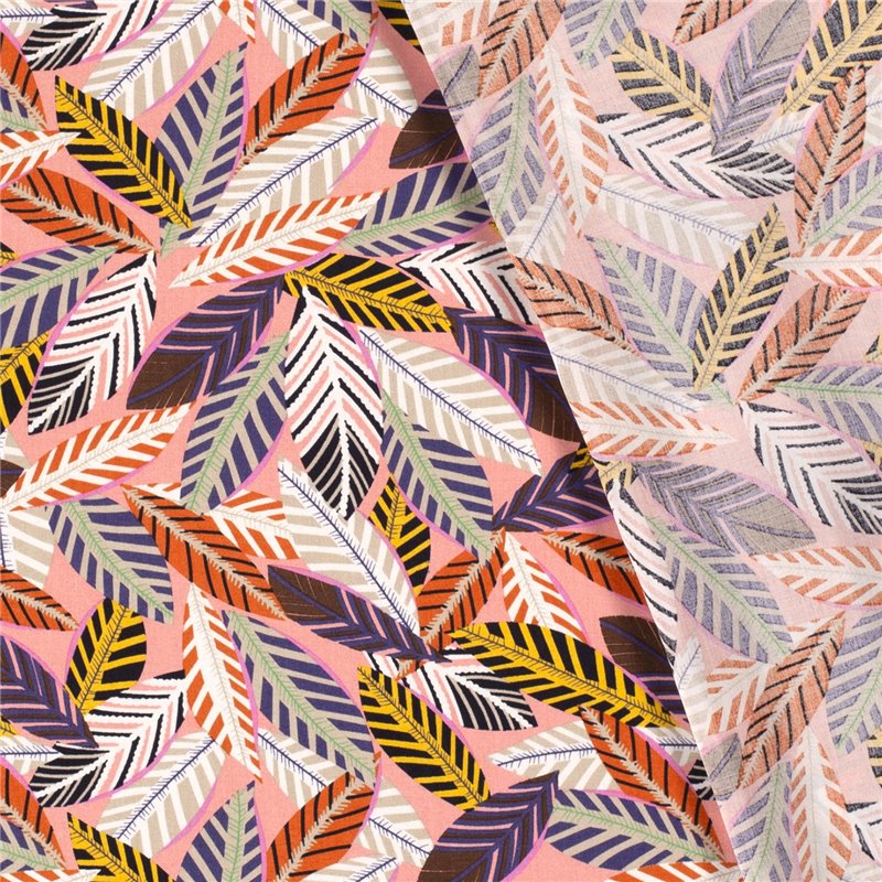 VISCOSE POPLIN PRINT LEAVES