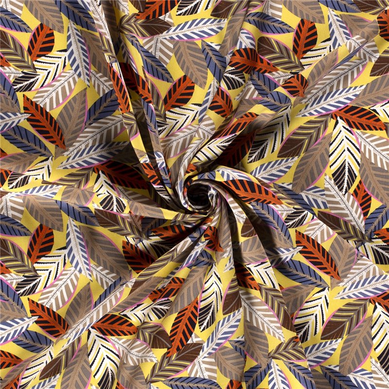 VISCOSE POPLIN PRINT LEAVES