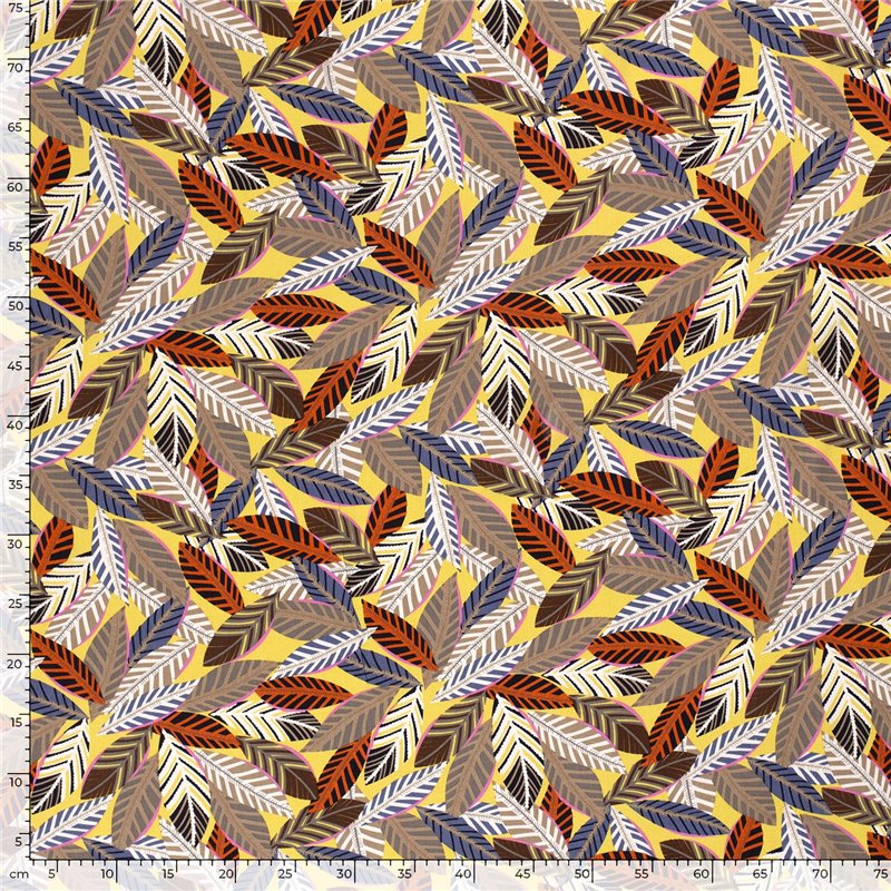 VISCOSE POPLIN PRINT LEAVES