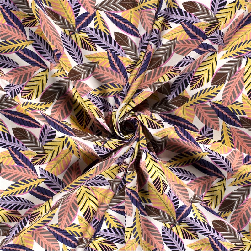 VISCOSE POPLIN PRINT LEAVES
