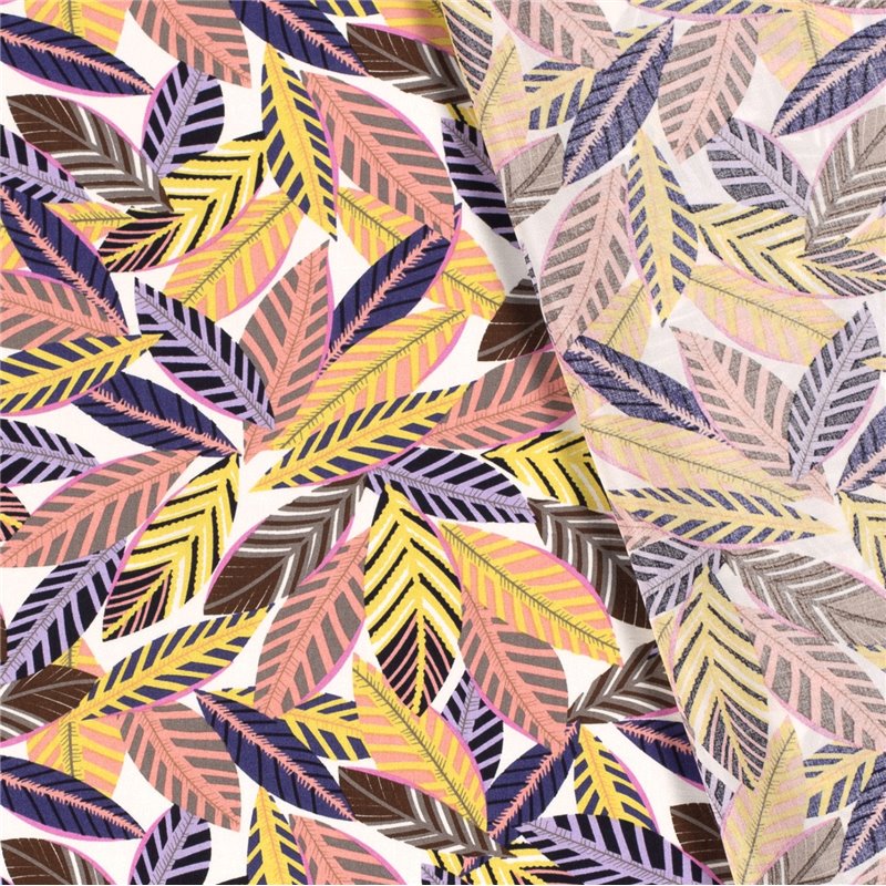 VISCOSE POPLIN PRINT LEAVES