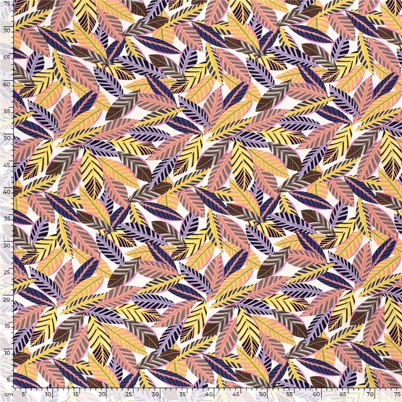 VISCOSE POPLIN PRINT LEAVES