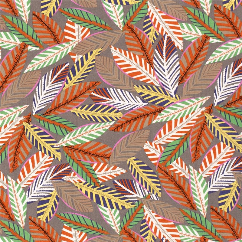 VISCOSE POPLIN PRINT LEAVES