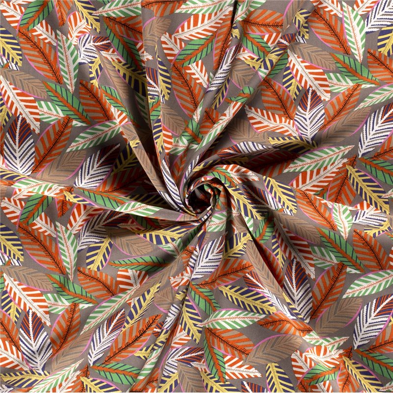 VISCOSE POPLIN PRINT LEAVES