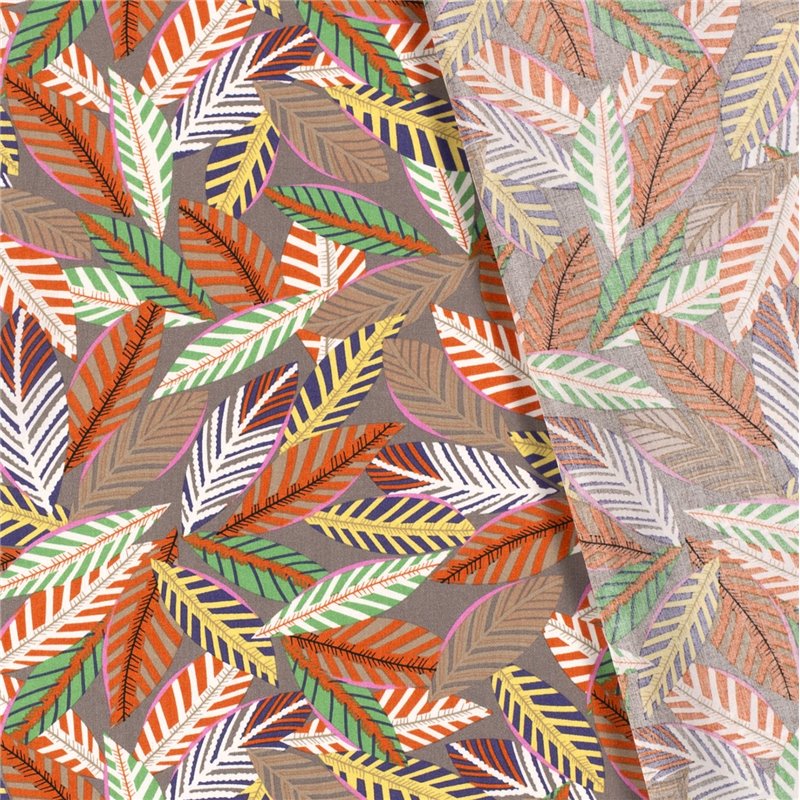 VISCOSE POPLIN PRINT LEAVES