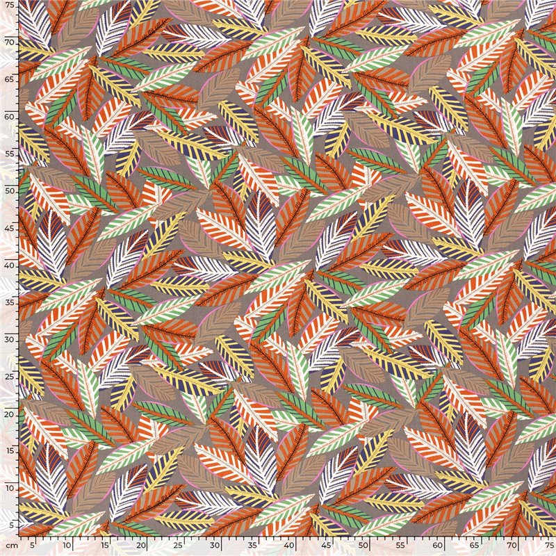VISCOSE POPLIN PRINT LEAVES