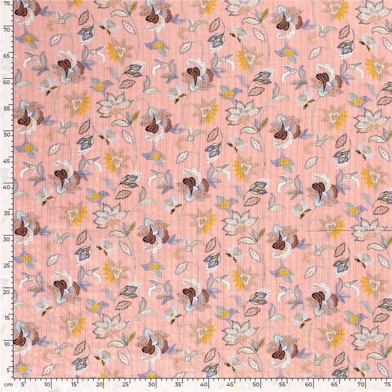 COTTON VISCOSE SLUB FLOWERS